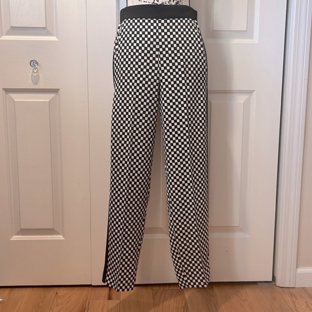 MARELLA Art. 365 Monochrome collection tuxedo stripe check pants Sz 2 - Picture 2 of 8